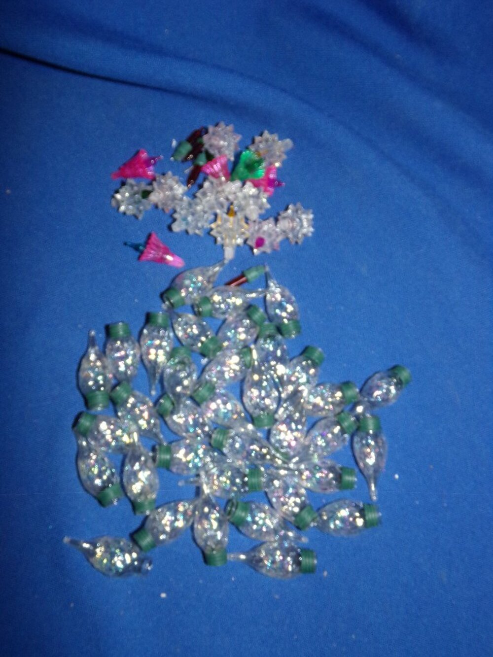Vintage Assortment of Christmas Light Bulbs & Bulb Covers - Stars & Teardrops